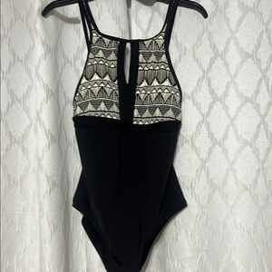 Black and White Patterned Womens One Piece